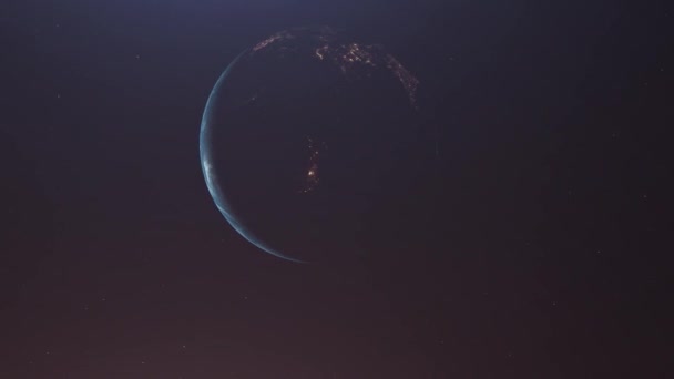 Dünya'da gün doğumu. Uzaydan Dünya gezegeninin inanılmaz görünümü. Hd. — Stok video