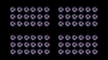 Stereo Hoparlörler dönerek parlar. Arka plan soyut animasyon