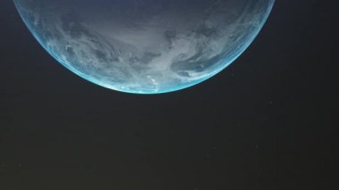 Dünya'da gün doğumu. Uzaydan Dünya gezegeninin inanılmaz görünümü. Hd. 1920x1080. Gerçekçi 3d Animasyon.