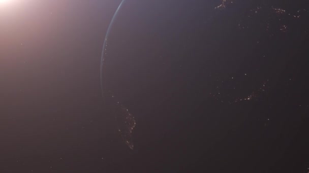 地球上の日の出 宇宙からの惑星地球の素晴らしい眺め 1920X1080 リアルな3Dアニメーション — ストック動画