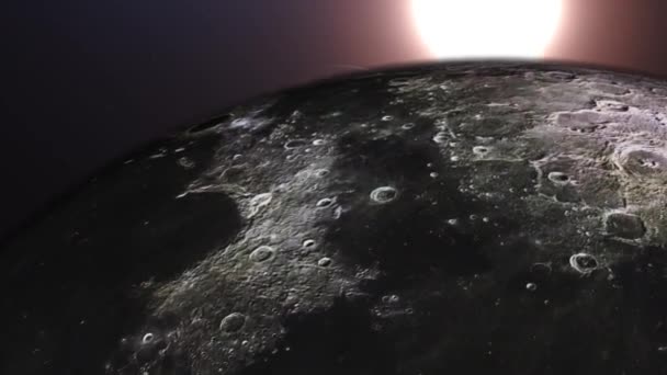 Letí Měsíci Východ Slunce Nad Zemí Úžasný Pohled Planetu Zemi — Stock video