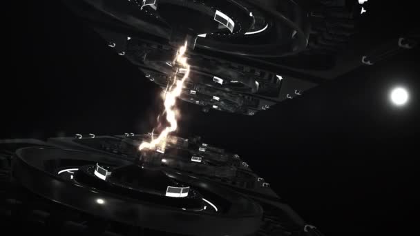 3D Spacecraft. Navire spatial avec animation laser. 1920x1080 