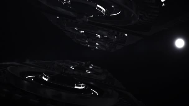 3D宇宙船 宇宙船と未来的なアニメーション ビデオカード — ストック動画