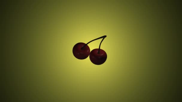 Rotating Cherry Animation Objects Spinning — Stock Video