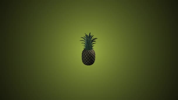 Ananas sıçratmak. 3d animasyon. Dönen nesneler. — Stok video