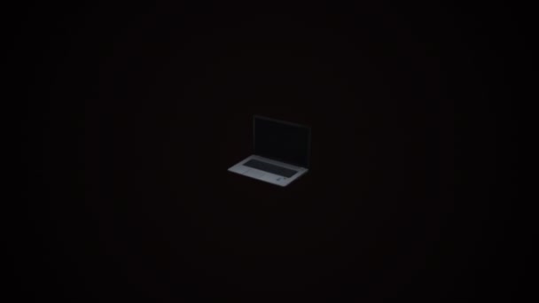 Splash Laptop Animation Objects Spinning — Stock Video