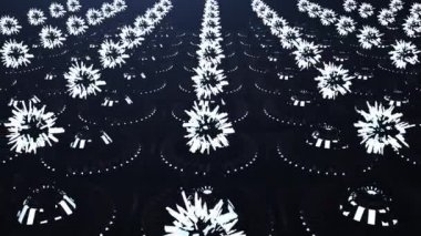 Futuristik 3D animasyon. Kristaller ile elektrik istasyonu içinde uçuş.