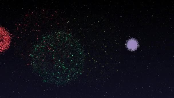 Animation de feu d'artifice. Des pétards colorés dans le ciel étoilé .
