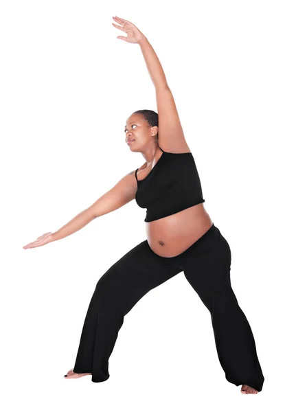 Africká Žena Těhotná Tom Zdravá Jóga Cvičení Oblečený Bílé Černé — Stock fotografie