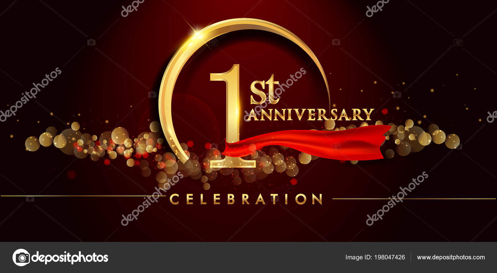 1St Gold Anniversary Celebration Logo Red Background Vector Illustration  Stock Vector by ©Vectorideas 198047426, image size:1600x879