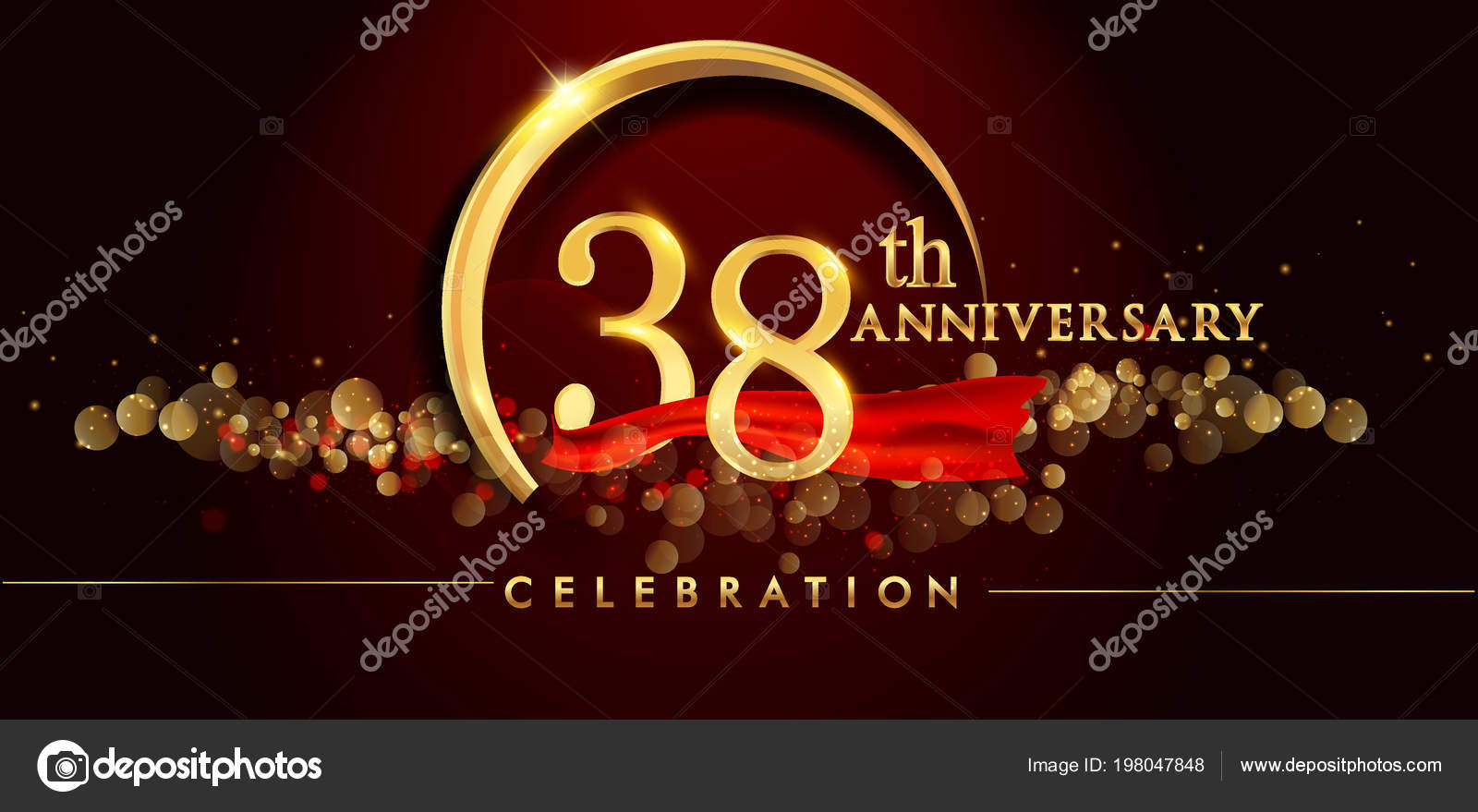 38Th Gold Anniversary Celebration Logo Red Background Vector ...