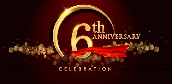 Złoty Jubileusz Celebracja Logo Czerwonym Tle Ilustracji Wektorowych — Wektor stockowy
