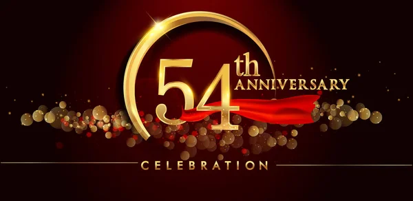 54Th Złoty Jubileusz Celebracja Logo Czerwonym Tle Ilustracji Wektorowych — Wektor stockowy
