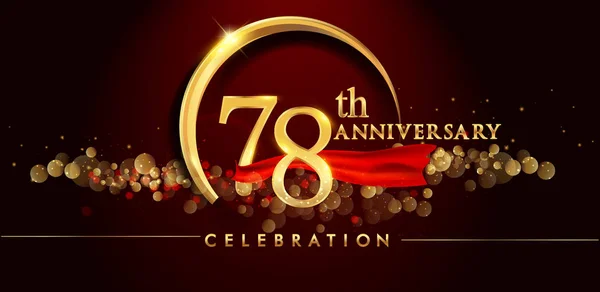 78E Gouden Jubileum Viering Logo Rode Achtergrond Vectorillustratie — Stockvector