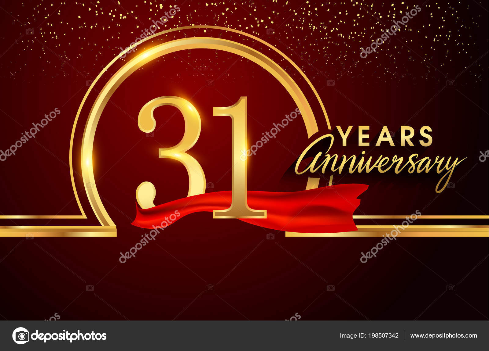 Years Anniversary Celebration Logotype Logo Confetti Golden Ring Red Ribbon  Stock Vector by ©Vectorideas 198507342, image size:1600x1151