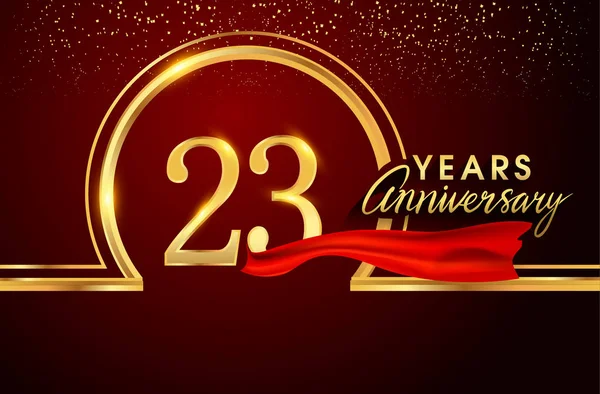 Años Aniversario Celebración Del Logotipo Logotipo Con Confeti Anillo Dorado — Archivo Imágenes Vectoriales