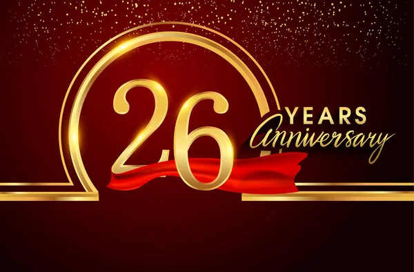 Yıl Yıldönümü Kutlama Logo Konfeti Altın Yüzük Vektör Tasarımı Tebrik — Stok Vektör