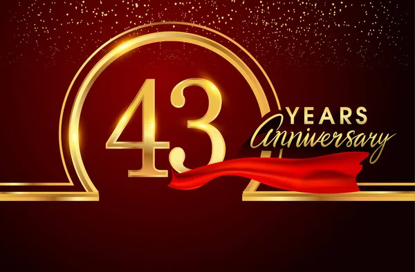 Años Logotipo Celebración Del Aniversario Logotipo Con Confeti Anillo Dorado — Vector de stock