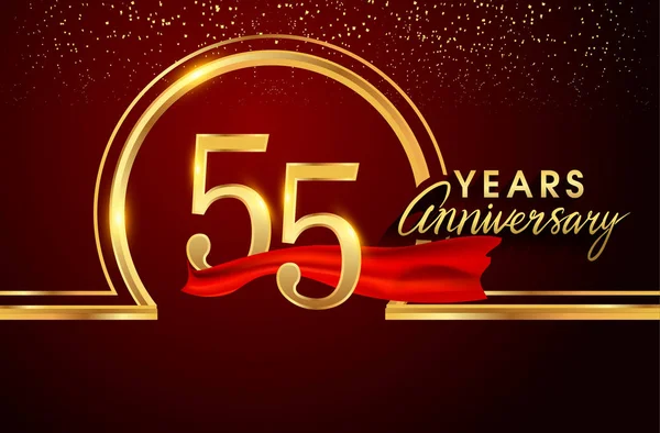 Años Logotipo Celebración Del Aniversario Logotipo Con Confeti Anillo Dorado — Archivo Imágenes Vectoriales