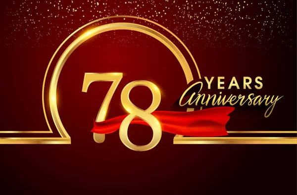 Anos Logotipo Celebração Aniversário Logotipo Com Confete Anel Dourado Fita —  Vetores de Stock