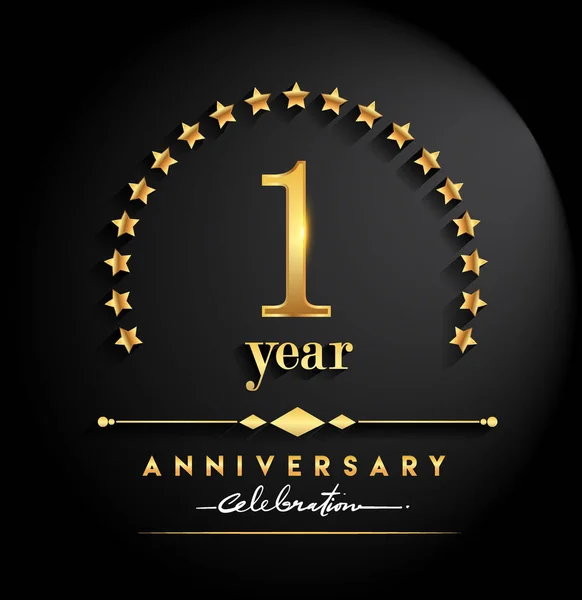 Year Anniversary Celebration Anniversary Logo Stars Elegant Golden Color Isolated — Stock Vector