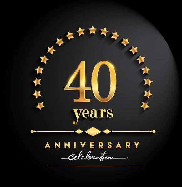 Years Anniversary Celebration Anniversary Logo Stars Elegant Golden Color Isolated — Stock Vector