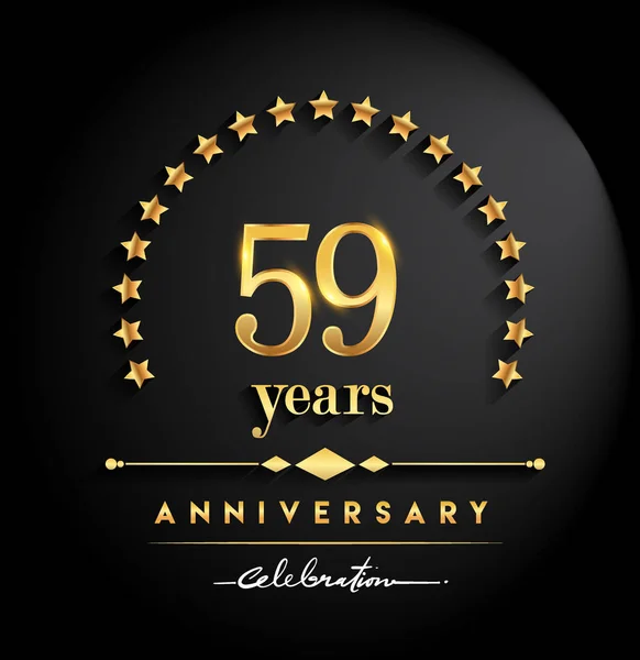 Anos Celebração Aniversário Logotipo Aniversário Com Estrelas Elegante Cor Dourada — Vetor de Stock