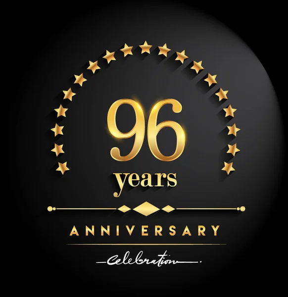Anni Celebrazioni Logo Anniversario Con Stelle Elegante Colore Dorato Isolato — Vettoriale Stock
