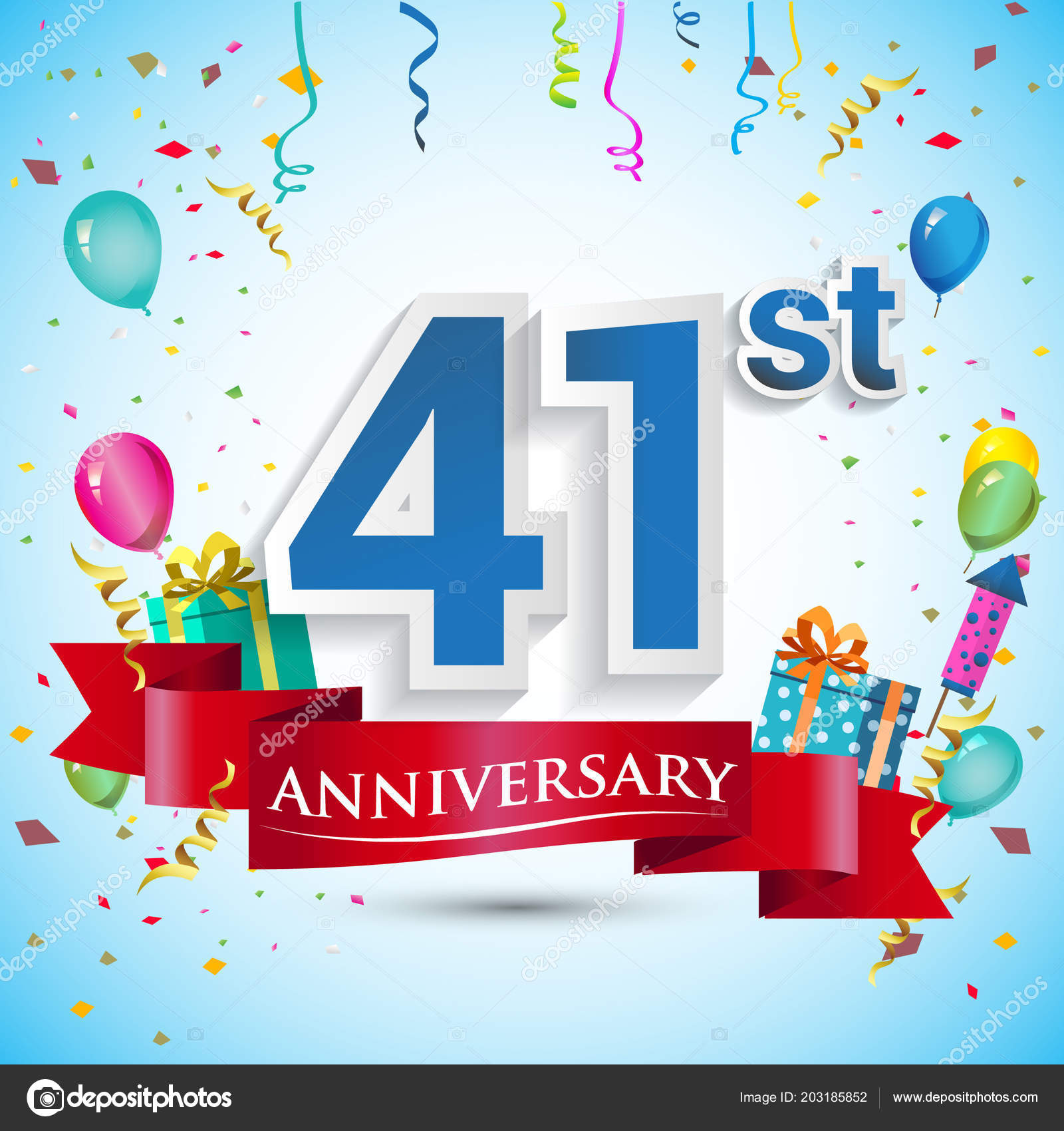 41St Years Anniversary Celebration Design Gift Box Balloons Red Ribbon  Stock Vector Image By ©Vectorideas #203185852
