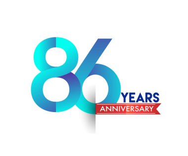 kırmızı kurdele ile yıl yıldönümü kutlama mavi logo. Doğum günü partisi için vektör tasarım şablonu 