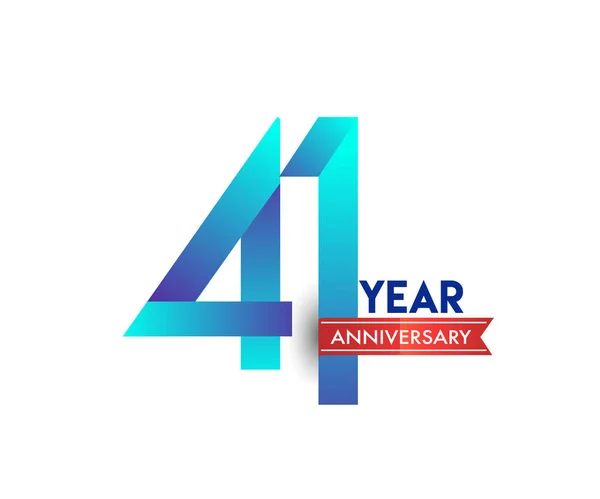 Years Anniversary Celebration Blue Logo Red Ribbon Vector Design Template — Stock Vector