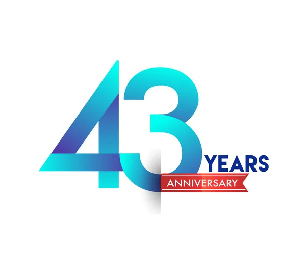 Years Anniversary Celebration Blue Logo Red Ribbon Vector Design Template — Stock Vector