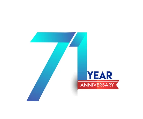 Anos Celebração Aniversário Logotipo Azul Com Fita Vermelha Modelo Design — Vetor de Stock