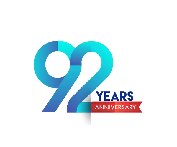 Ans Anniversaire Célébration Logo Bleu Avec Ruban Rouge Modèle Conception — Image vectorielle