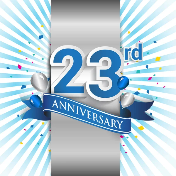 Años Aniversario Celebración Del Logotipo Azul Con Cinta Plantilla Diseño — Archivo Imágenes Vectoriales