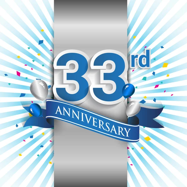 Years Anniversary Celebration Blue Logo Ribbon Vector Design Template Birthday — Stock Vector