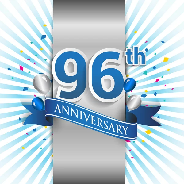 Años Celebración Del Aniversario Del Logotipo Azul Con Cinta Plantilla — Vector de stock