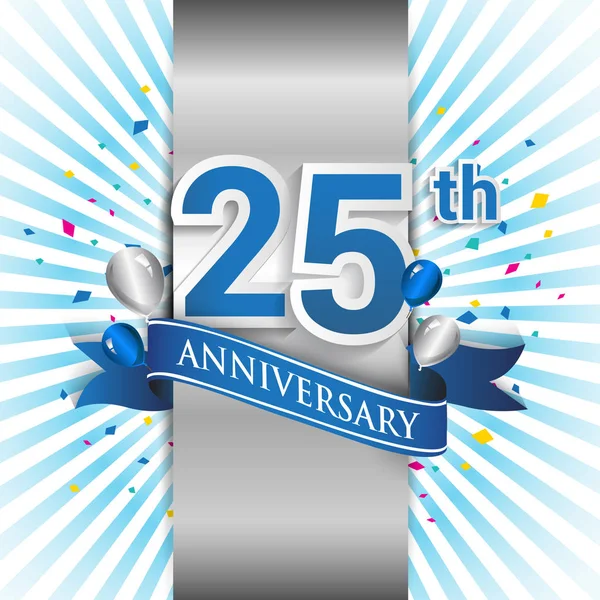 Years Anniversary Celebration Blue Logo Ribbon Vector Design Template Birthday — Stock Vector