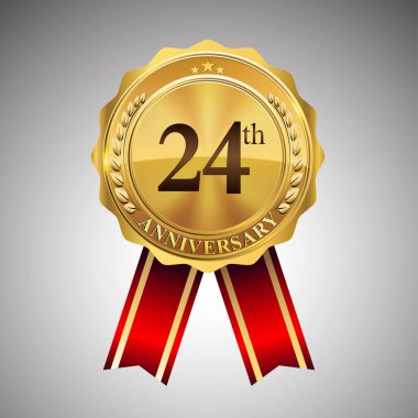 24 yıl yıldönümü kutlama logo, vektör tasarımı tebrik veya davetiye kartı.