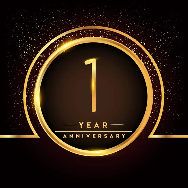 Logotipo Celebração Aniversário Ano Logotipo Dourado Fundo Preto Design Vetorial — Vetor de Stock