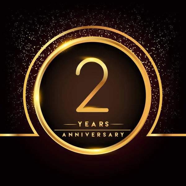 Празднование Двухлетнего Юбилея Золотой Логотип Черном Фоне Векторный Дизайн Поздравительной — стоковый вектор