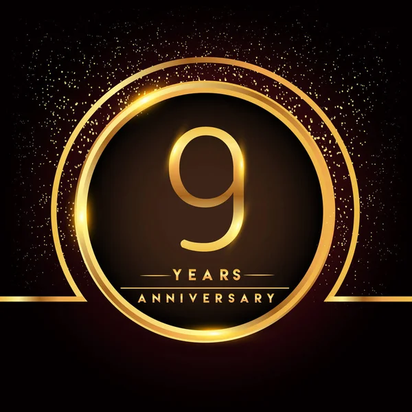 Anni Anniversario Celebrazione Logotipo Logo Dorato Sfondo Nero Disegno Vettoriale — Vettoriale Stock