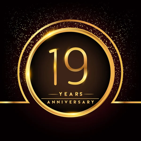 Logo Celebración Del Aniversario Años Logo Dorado Sobre Fondo Negro — Vector de stock