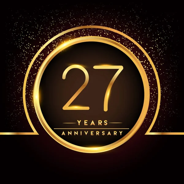 年間記念日お祝いのロゴタイプ 挨拶や招待カードのベクター デザイン黒地に金色のロゴ — ストックベクタ