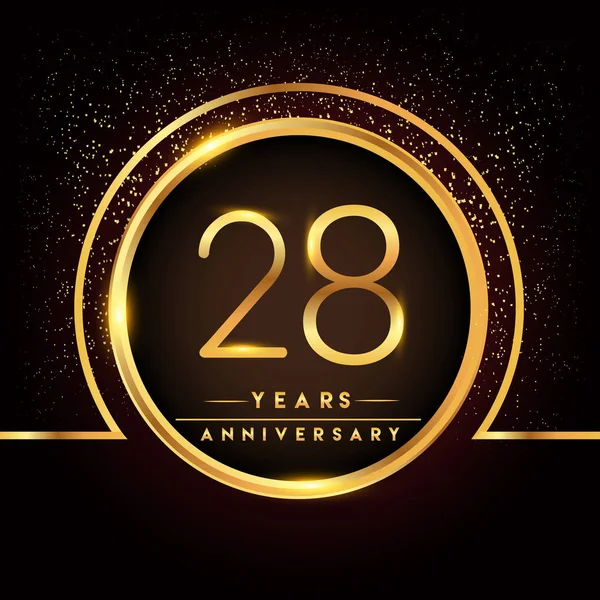 年記念日の祭典のロゴタイプ 挨拶や招待カードのベクター デザイン黒地に金色のロゴ — ストックベクタ