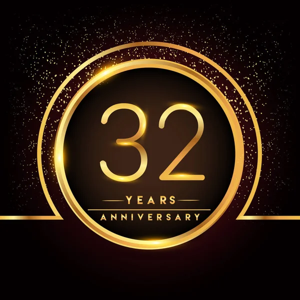 Anni Anniversario Celebrazione Logotipo Logo Dorato Sfondo Nero Disegno Vettoriale — Vettoriale Stock