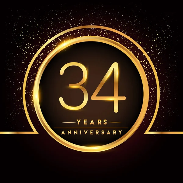 Years Anniversary Celebration Logotype Golden Logo Black Background Vector Design — Stock Vector