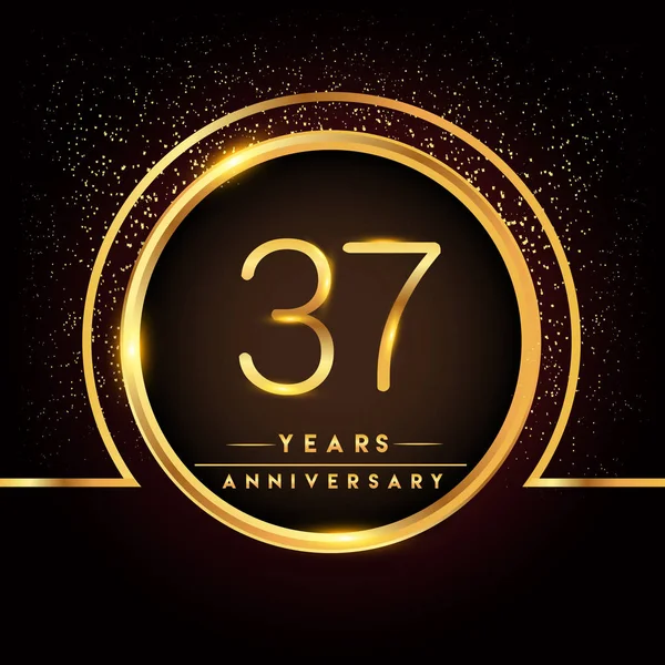 年周年記念お祝いのロゴタイプ 挨拶や招待カードのベクター デザイン黒地に金色のロゴ — ストックベクタ