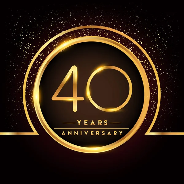 年周年記念のお祝いのロゴタイプ 挨拶や招待カードのベクター デザイン黒地に金色のロゴ — ストックベクタ