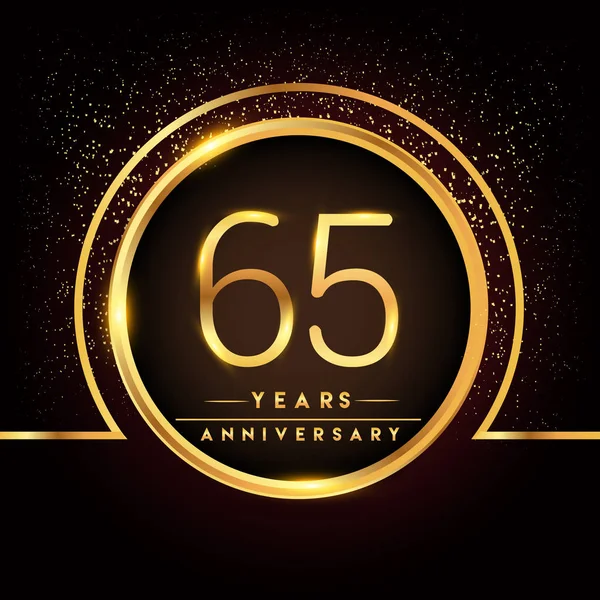 年記念日のお祝いのロゴタイプ 挨拶や招待カードのベクター デザイン黒地に金色のロゴ — ストックベクタ